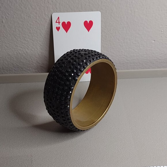 Very Heavy Distressed Beat Up Vintage Black 8 Inch Bangle - Picture 7 of 12